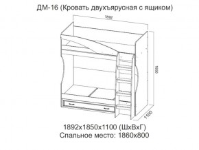 ДМ-16 Кровать двухъярусная с ящиком в Красновишерске - krasnovishersk.магазин96.com | фото