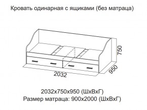 Кровать одинарная с ящиками (Без матраца 0,9*2,0) в Красновишерске - krasnovishersk.магазин96.com | фото